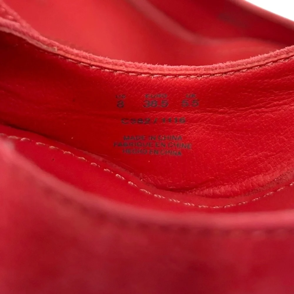 POUR LA VICTOIRE Coral Pink Suede Heels Pumps Wood‎ Cylindrical Heel Size 8 - Picture 9 of 9